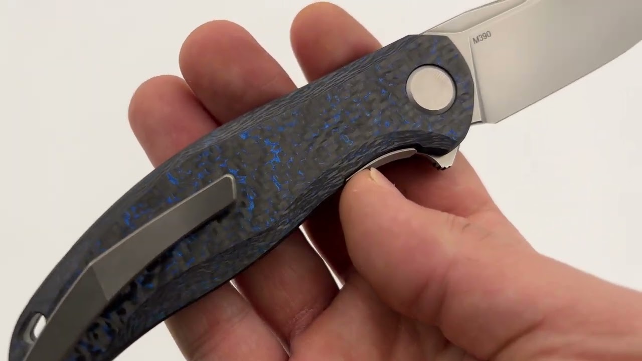 Shirogorov Knives Stellar CF – Blue Carbon Fiber Handle – M390 Blade – MRBS Knife From Recon 1