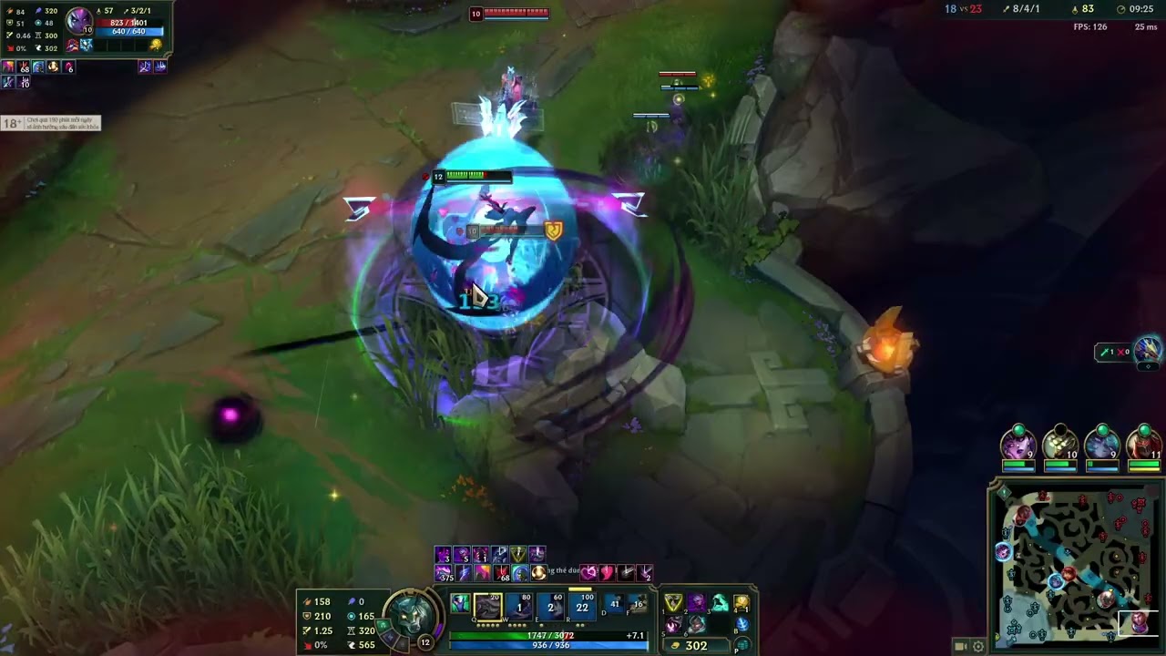 AR URF : Nasus cân 5 team bạn, trận chiến 1v9 siêu căng thẳng KDA 24/5/4