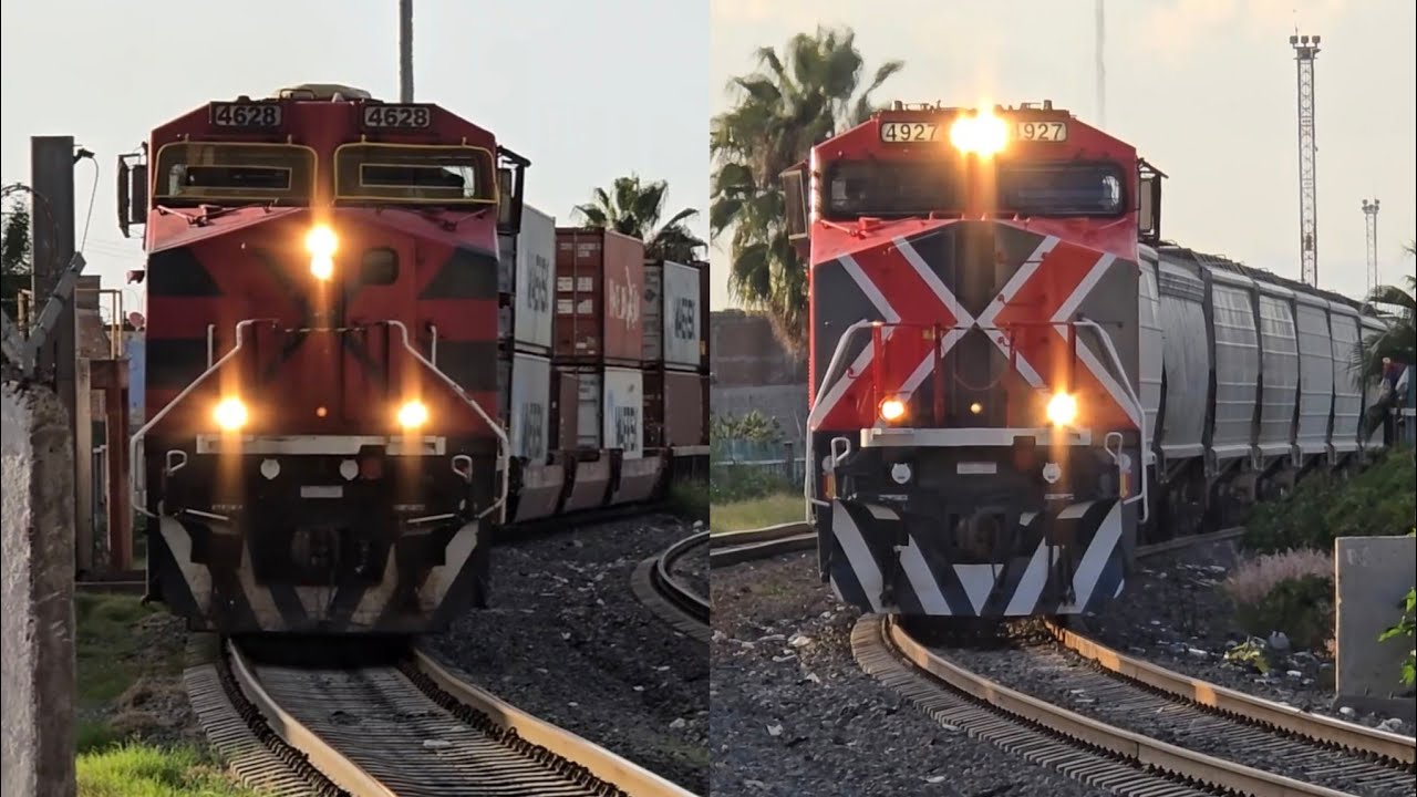FERROMEX: UNA TARDE DE 5 TRENES ENTRANDO Y SALIENDO DEL PATIO DE IRAPUATO 