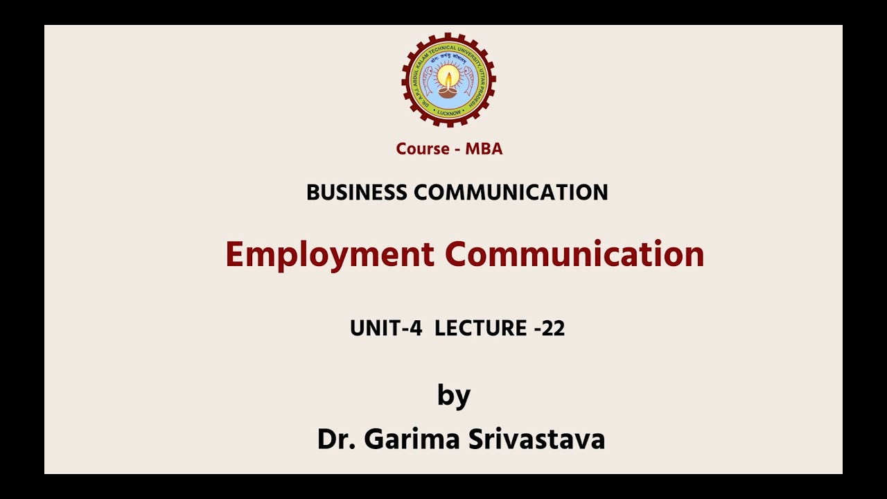 Business Communication | Employment Communication | AKTU Digital Education