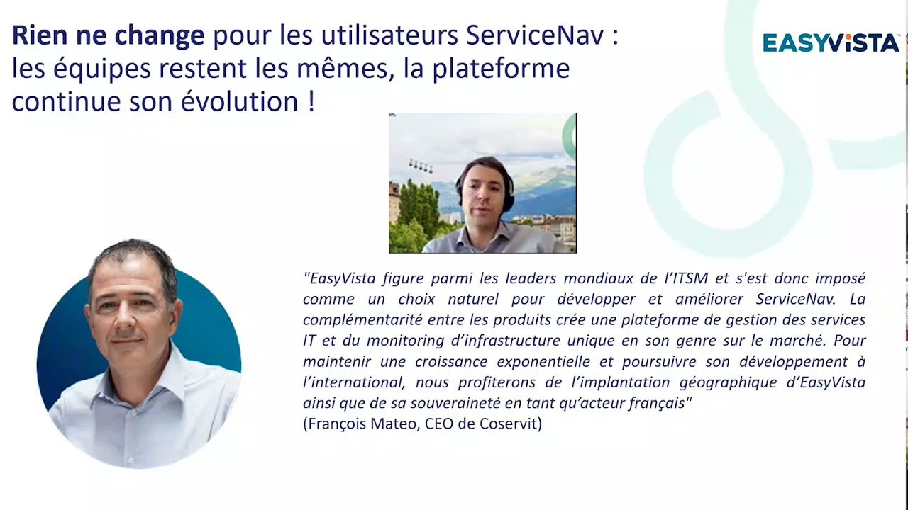 [Replay webinaire 28/11] Découvrez la technologie ITSM EasyVista couplée à ServiceNav !