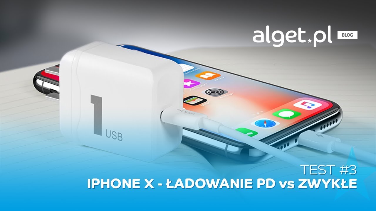 Ładowanie Power Delivery vs Zwykłe ładowanie iPhone X  |  Zestaw PD kabel + ładowarka ROCK #3 [test]