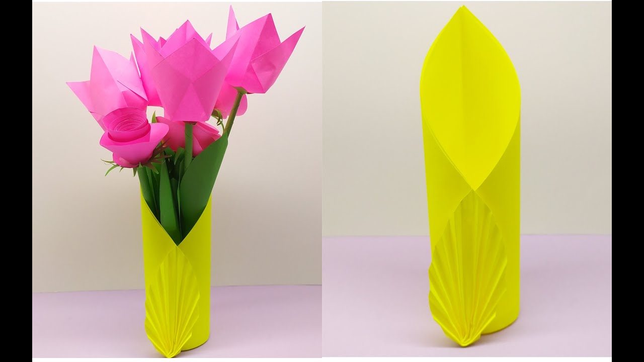ВАЗА ИЗ БУМАГИ  СВОИМИ РУКАМИ. Origami vase