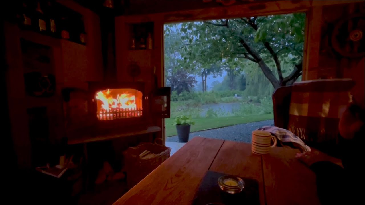 Real Storm sounds for sleeping | Thunder rain and cosy log fire | ASMR for sleep