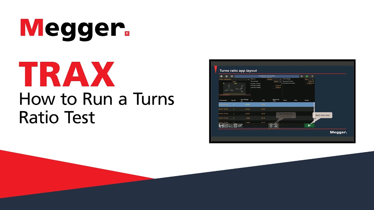 Megger TRAX: How to Run a Turns Ratio Test