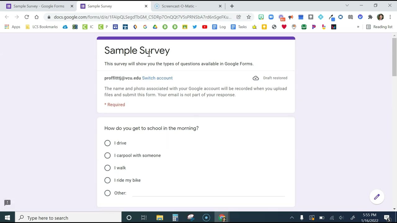 Google Forms Question Types