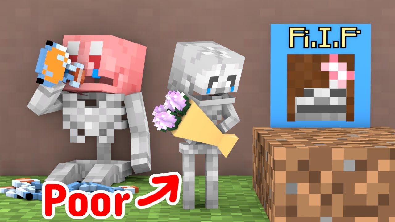 Poor Skeleton Family - Minecraft Animation