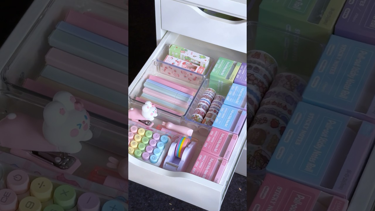 Let&rsquo;s organize 🎀🌷✨#desk #desksetup #deskorganization #stationery #officesupplies #asmrvideo