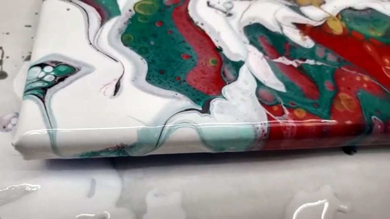 FESTIVE Acrylic Pour Painting! Like CANDY CANE and TINSEL!! CHRISTMAS Acrylic Pour Painting