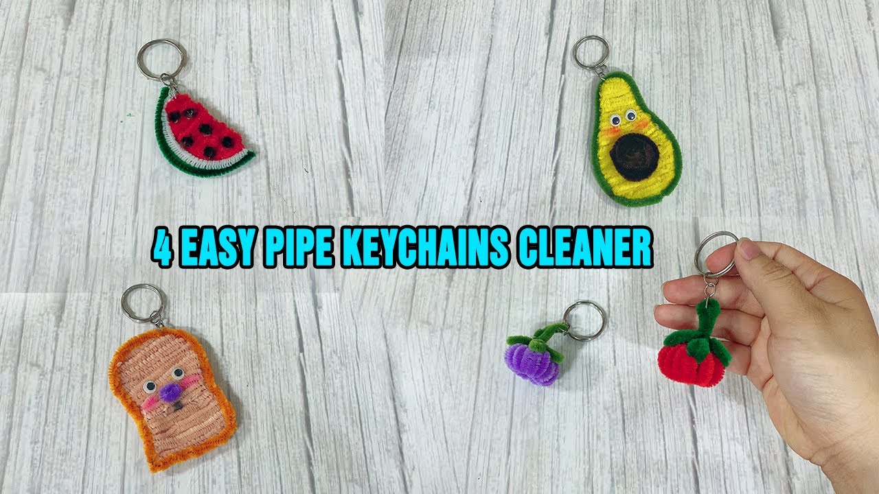 4 DIY KEYCHAINS - How To Make Keychains From Pipe cleaner crafts | CRAFT IDEAS from Chenille Wire