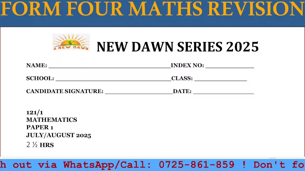 THE NEW DAWN EXAM SERIES -2025 | MATHS PP1 FULL REVISION 
