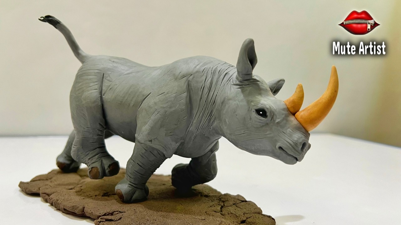 Realistic Rhino Made with Polymer Clay | Satisfying Clay Art