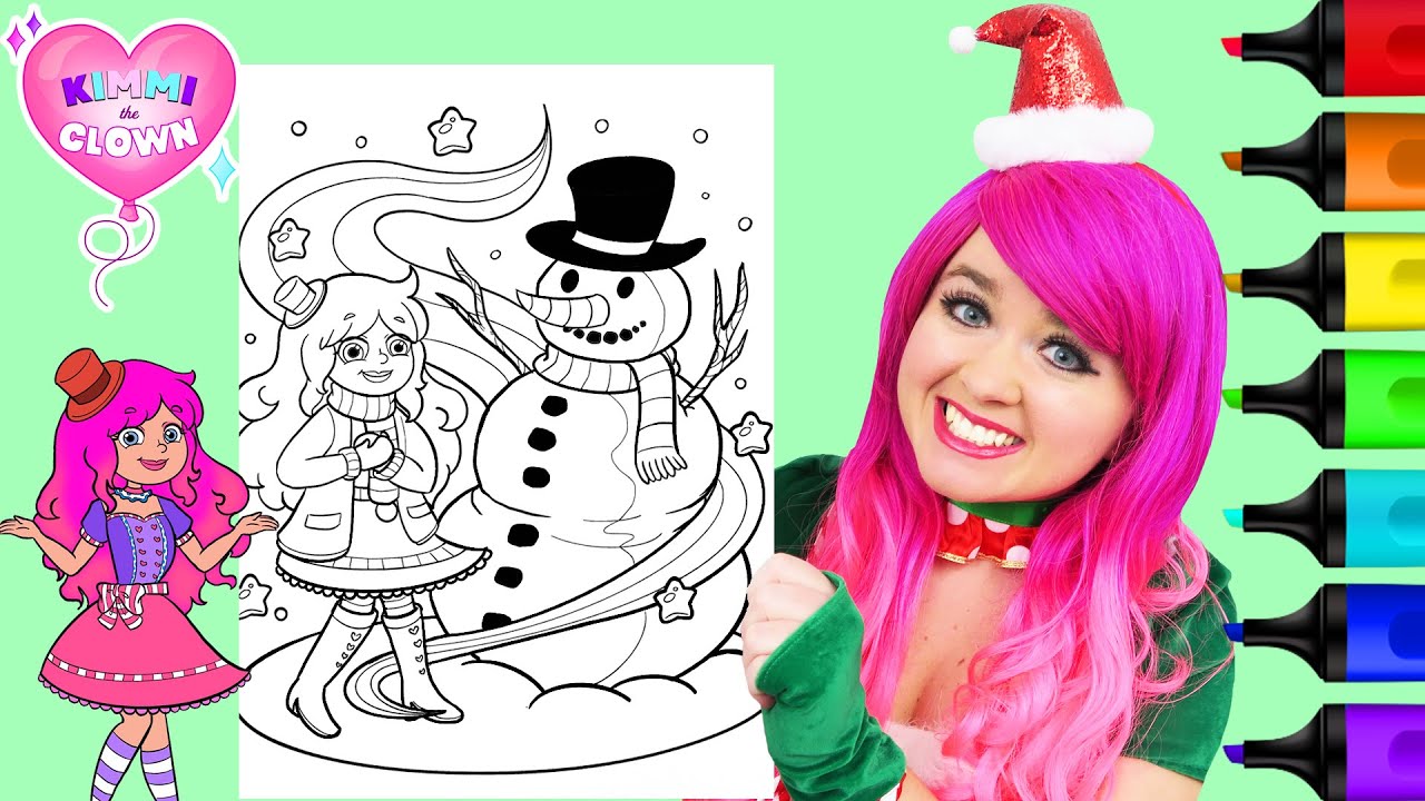 Coloring Kimmi The Clown & Snowman | Christmas