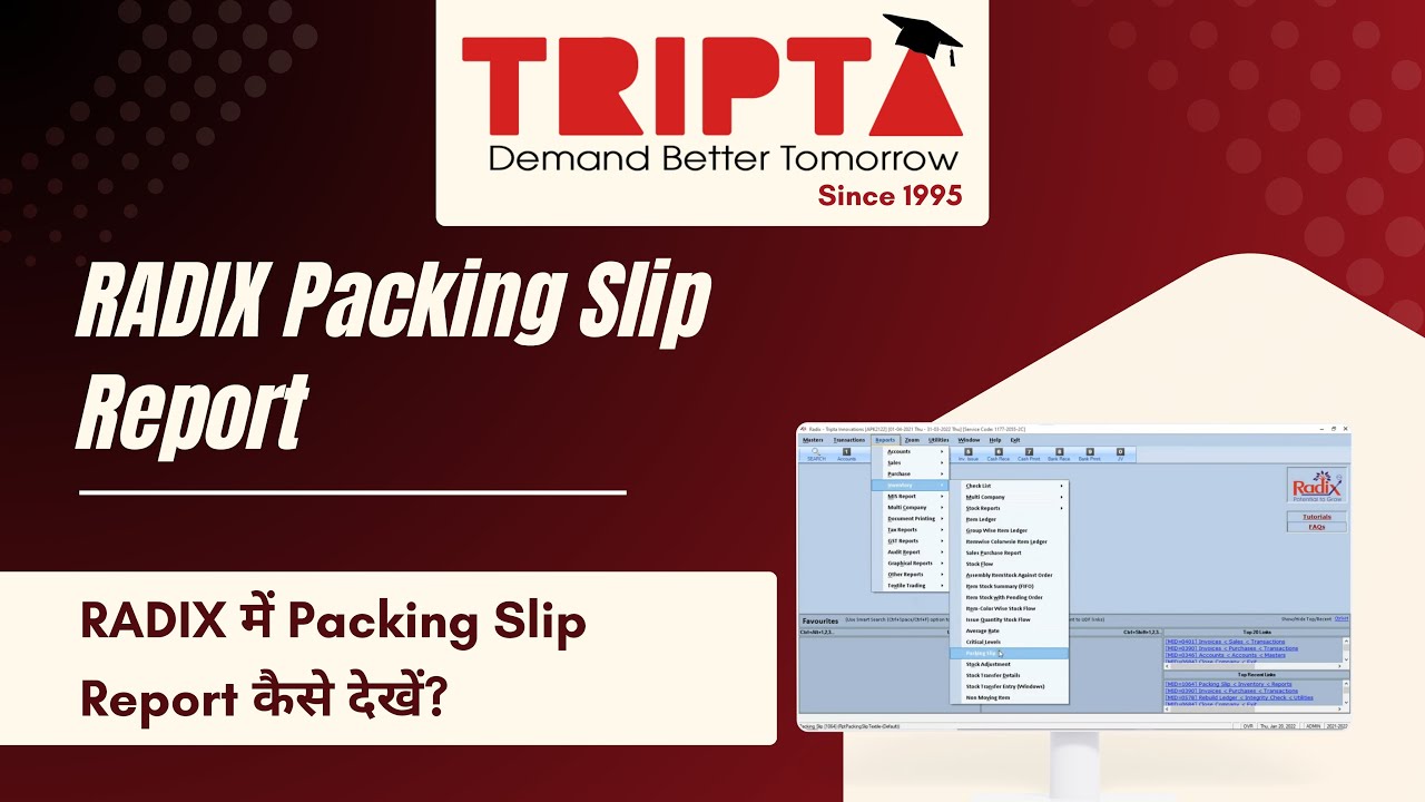 How to Print Packing Slip Report in RADIX | Step-by-Step Tutorial