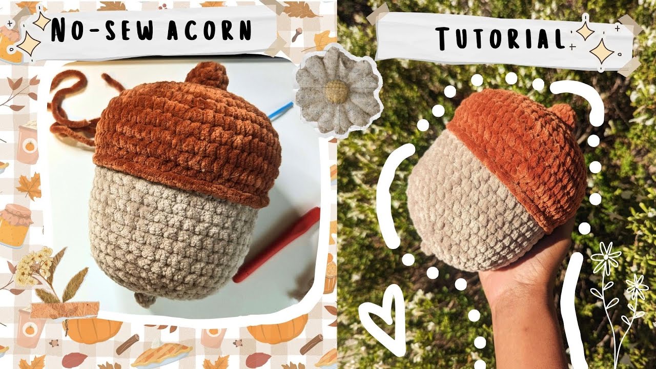 No-Sew Crochet Acorn Tutorial 🍂 Fall Decor, Pillow, Amigurumi 🍂
