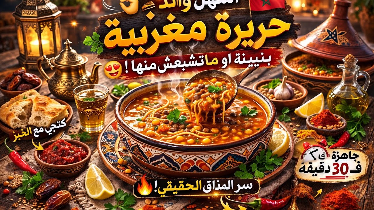 🌿 طريقة تحضير الحريرة المغربية الأصلية 