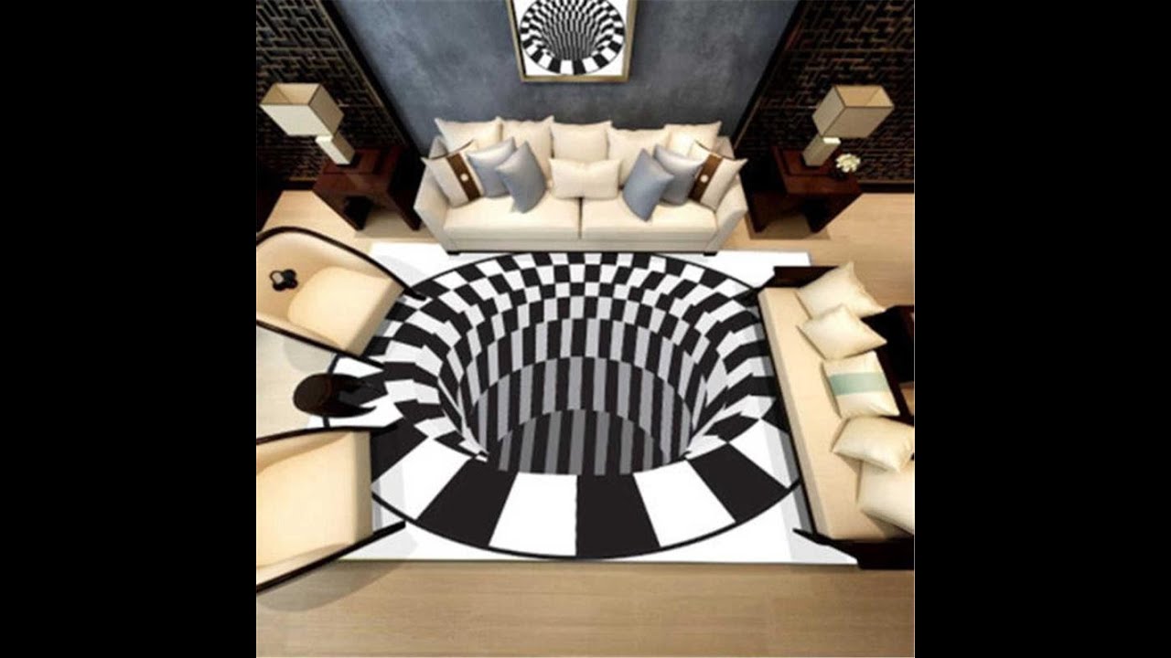 3D Vortex Carpet Black White