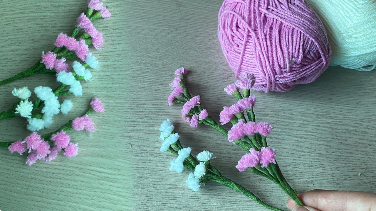 How to Make Beautiful statice flowers with Woolen - Easy Woolen Flower - DIY Handmade Craft