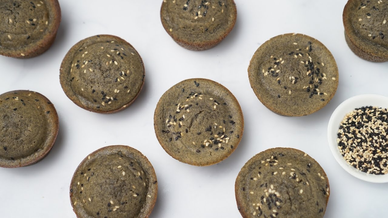 Black Sesame Butter Mochi Muffins