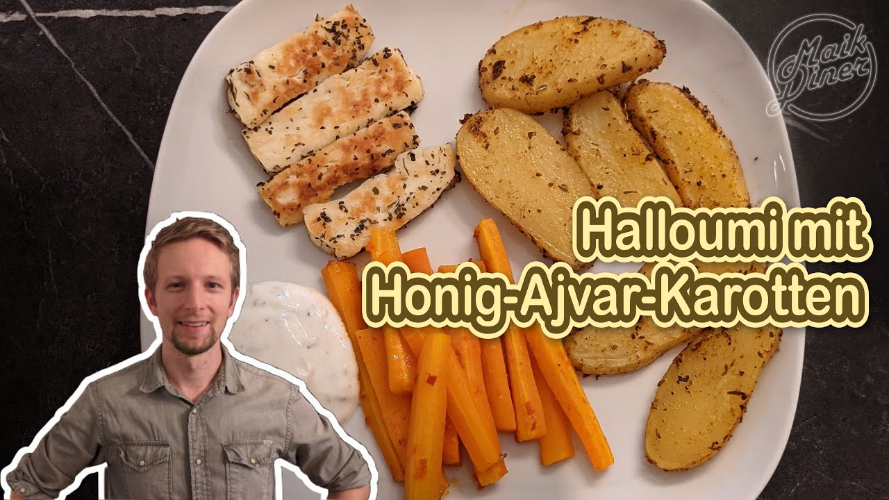 Halloumi mit Honig-Ajvar-Karotten in 25 min | Kulinarische Grüße mit der Spezialität aus Zypern