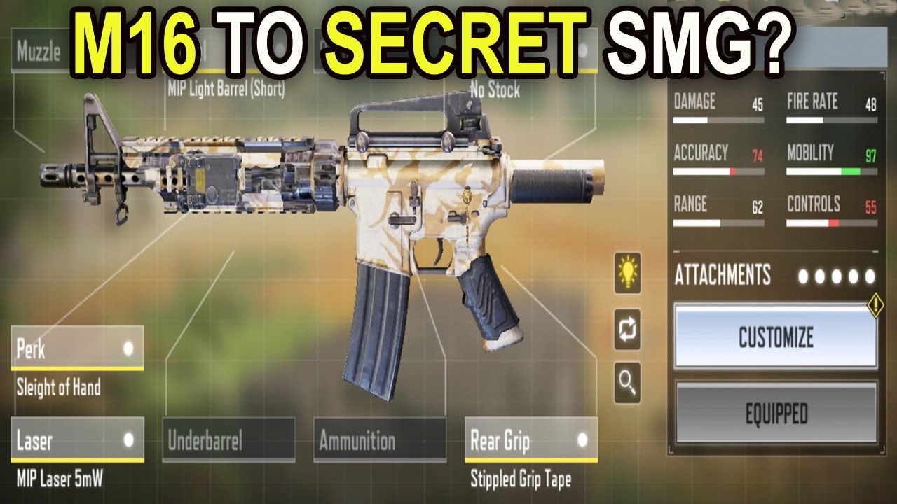 How to turn M16 to high mobility hidden SMG? New Gunsmith Update in COD Mobile | Call of Duty Mobile