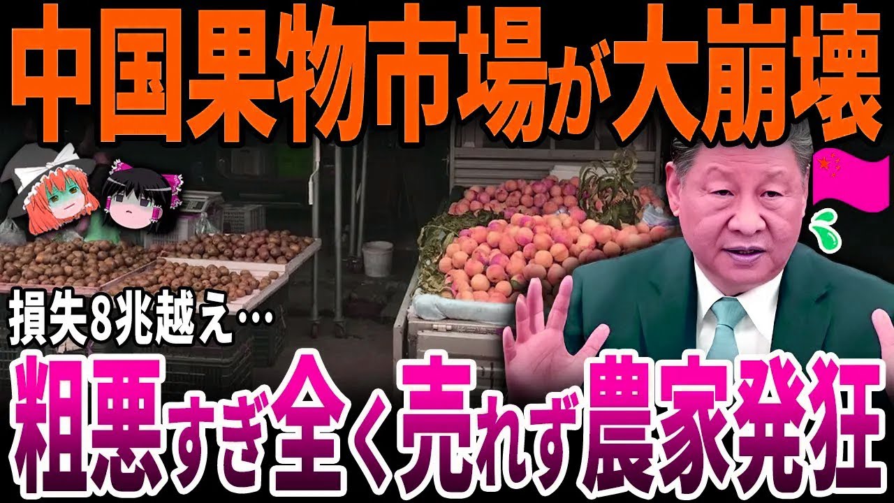 【ゆっくり解説】中国粗悪品の末路…！果物売れ残りで損失8兆円超え…市場崩壊で農家発狂。