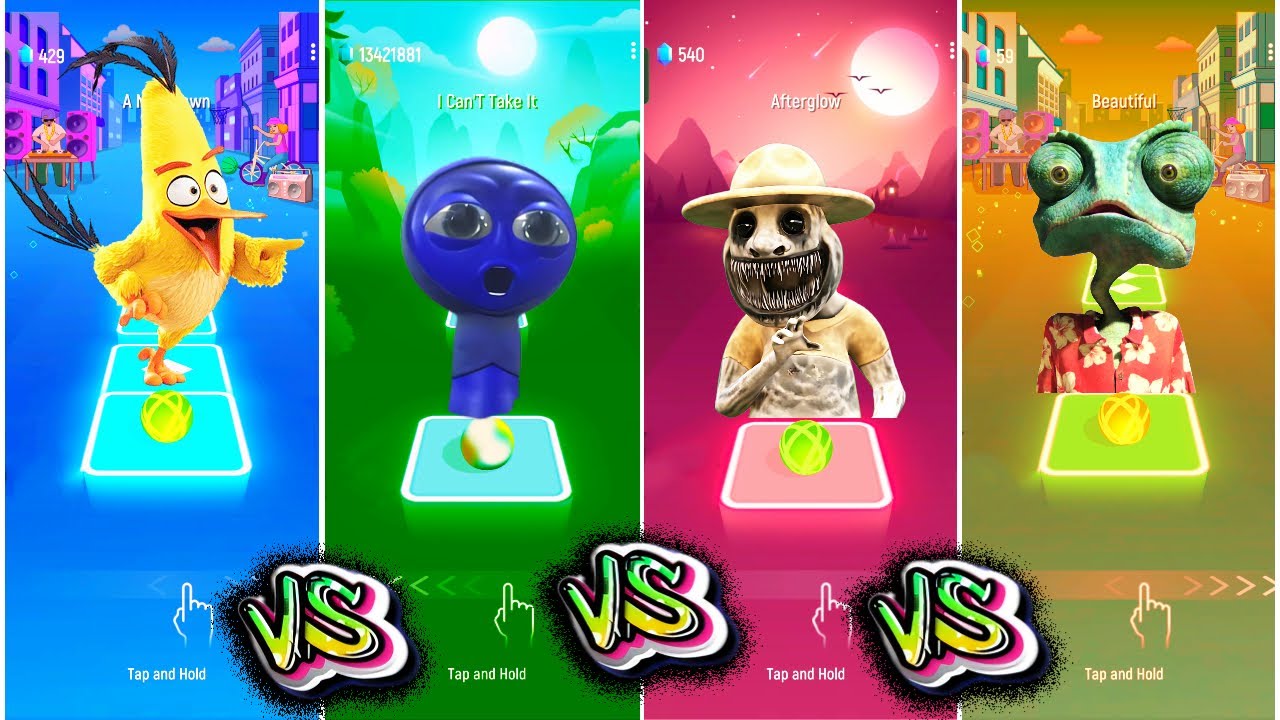 Angry Bird vs SPRUNKI vs Zoonomaly vs RANGO! 🎵 Tiles Hop CHAOS BATTLE Begins!
