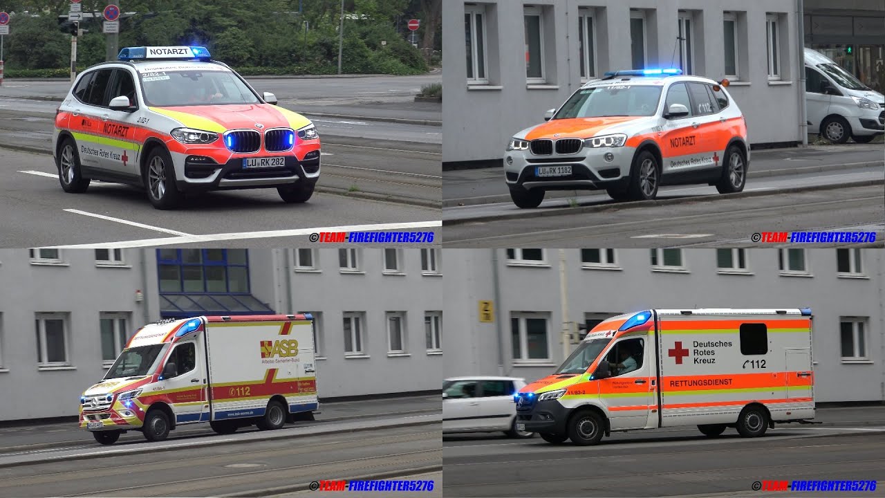 [3 verschiedene NEF] RTW + NEF DRK + MHD Ludwigshafen und ASB Worms