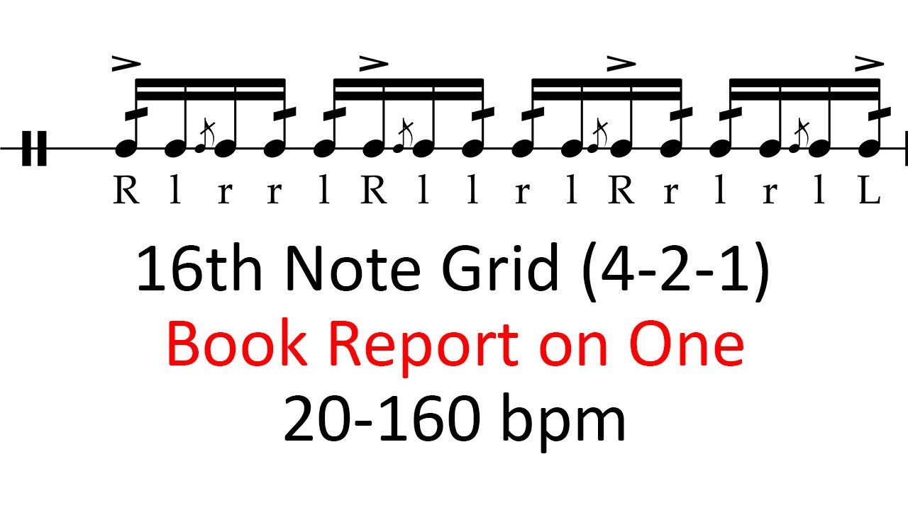 Book report on one | 20-160 bpm 16th note grid sheet music