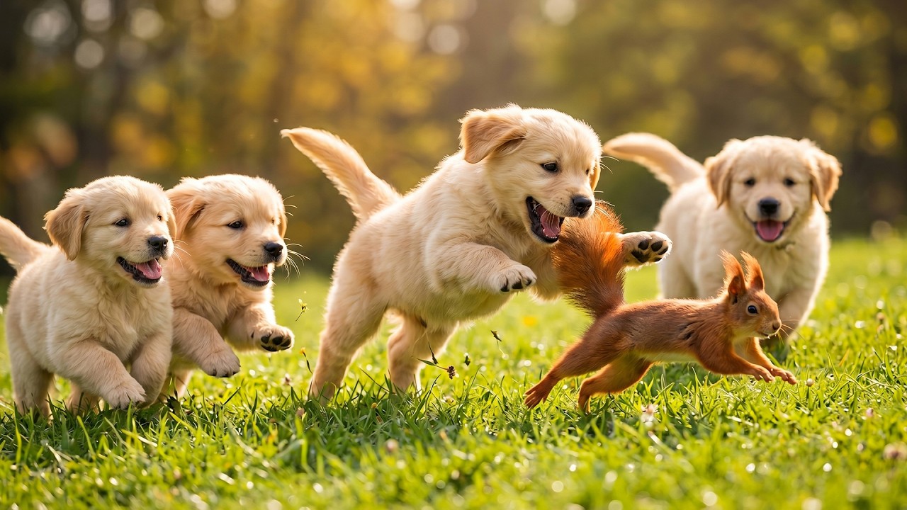 🐶🐾 Adorable Puppies Chasing and Playing Outdoors &ndash; Natural Dog Sounds | Cute Dog Moments