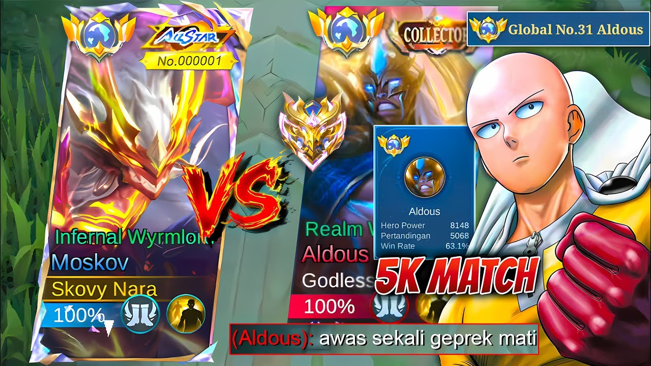 NGERI😱 NABRAK GLOBAL ALDOUS 5K MATCH DIRANK IMMORTAL! GLOBAL MOSKOV MATCH PERTARUHAN MMR!! ~ MLBB