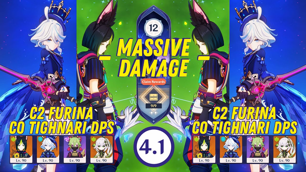 C2 Furina with C0 Tighnari DPS Quickbloom - Spiral Abyss 4.1