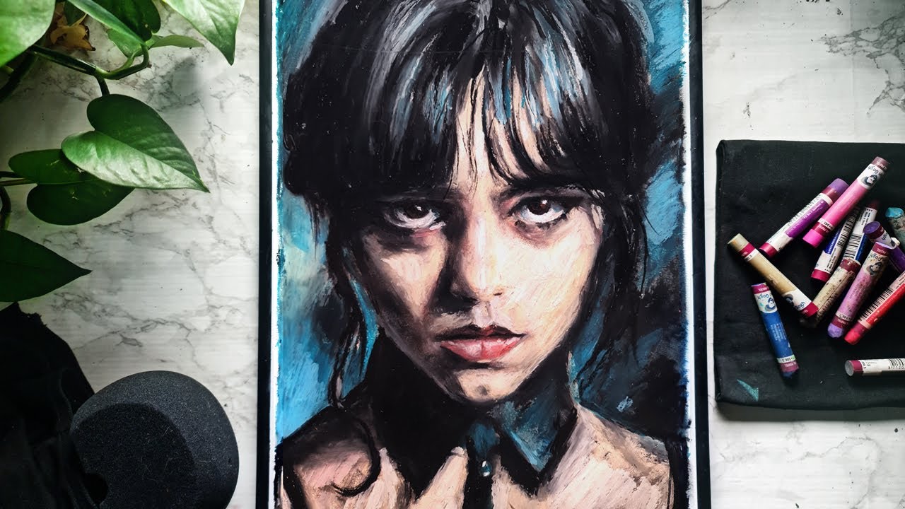 ASMR Drawing Wednesday Addams (No Talking)