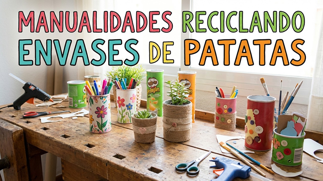 MANUALIDADES RECICLANDO ENVASES DE PATATAS QUE TIENES EN CASA