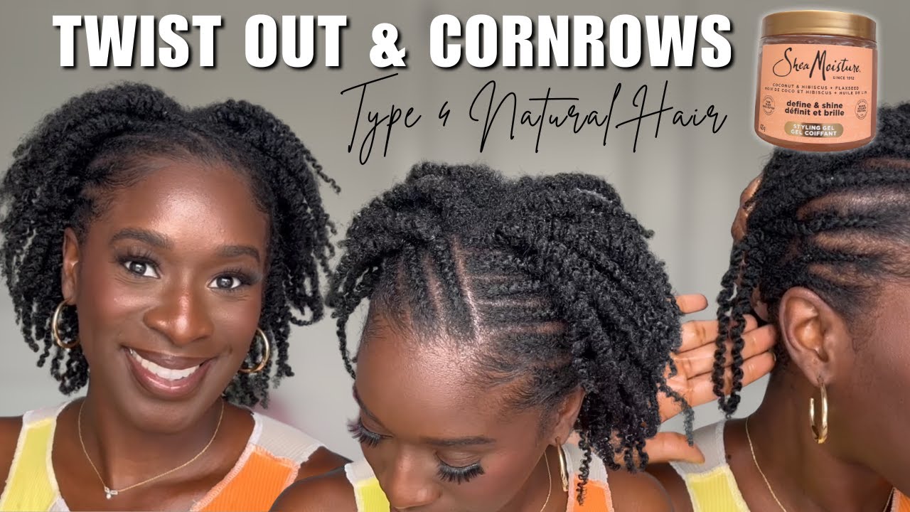 DEFINED Twist Out with Fulani Cornrows | ft. Shea Moisture Coconut, Hibiscus & Flaxseed Gel (Type 4)