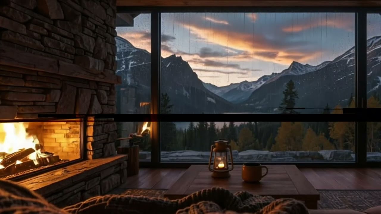 Rain and Fireplace Sounds for Focus and Relaxation | Cozy Daytime Ambience 2 Hours