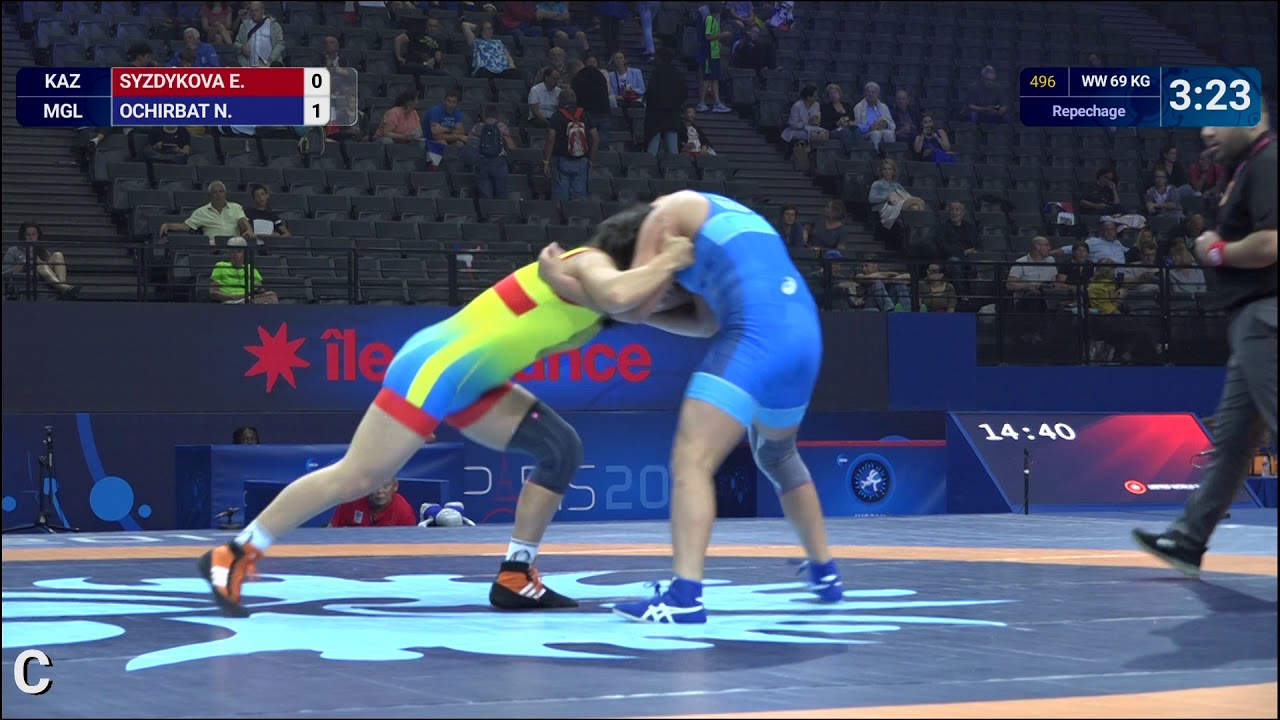 Repechage WW - 69 kg: E. SYZDYKOVA (KAZ) df. N. OCHIRBAT (MGL) by VPO1, 7-5