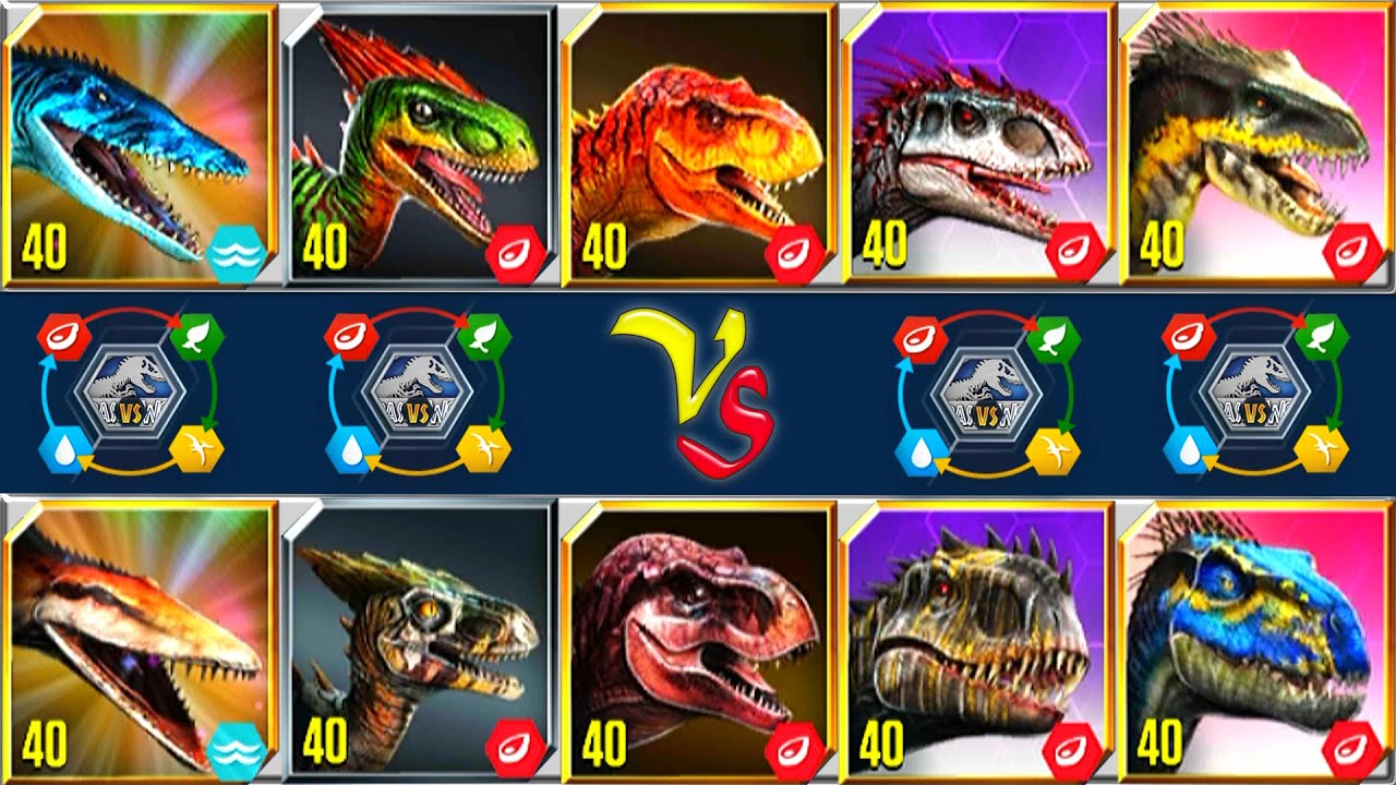 ALL GEN 1 vs GEN 2 (PVP) ALL EVOLUTIONS MAX LV 40 | JURASSIC WORLD THE GAME