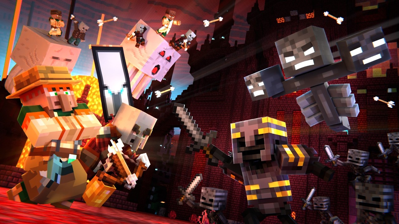 WITHER vs PILLAGER and VILLAGER - Skeleton Nether Army vs Pillager (Minecraft Movie Animation)