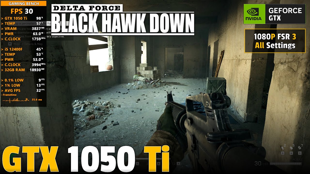 Delta Force Black Hawk Down (Campaign) - GTX 1050 Ti | 1080p FSR 3 All Settings