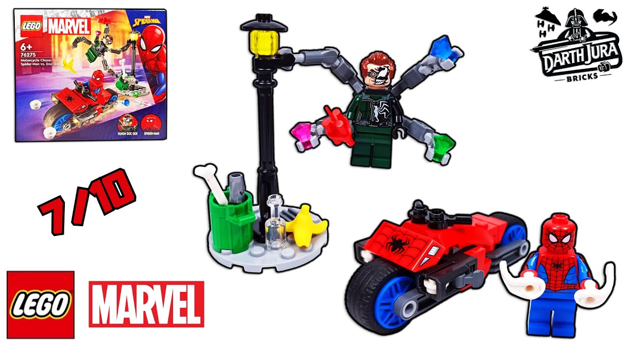 LEGO Marvel 76275 MOTORCYCLE CHASE: SPIDER MAN VS. DOC OCK Speed Build & Visual Review