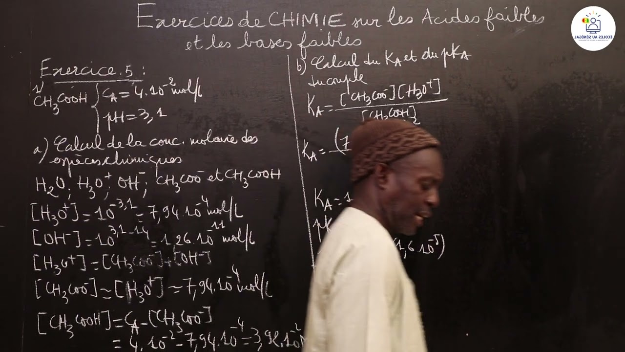Exercices - Terminale S - PC: Chimie / Les acides faibles et les bases faibles / Suite 3 / M. Diop