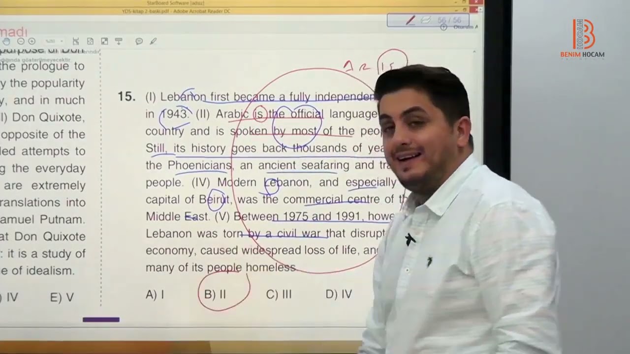 HAKKI HOCA VİDEO 100 YÖKDİL Kasım İçin 10 Cümleden Atma Örnek Soru Çözümü YÖKDİL YDS LYS 5