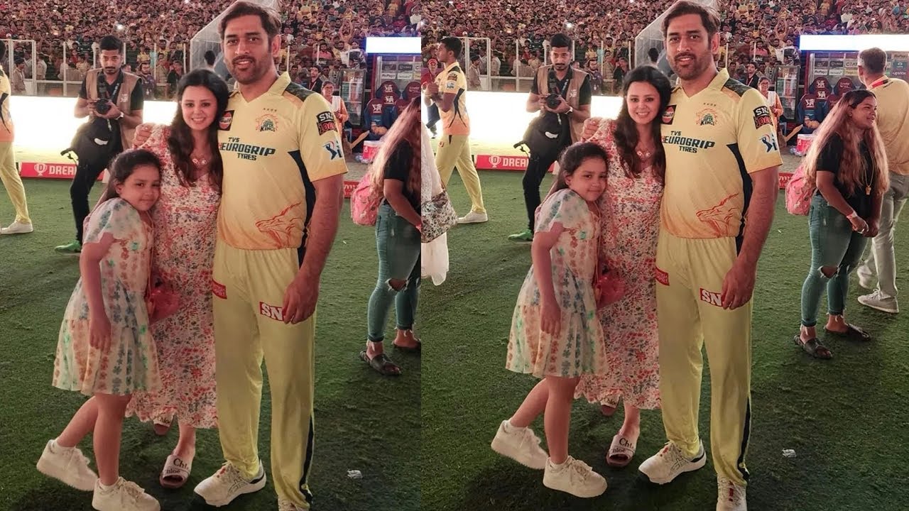 MS Dhoni's Pregnant wife Sakshi Dhoni flaunting her Big Baby Bump with daughter Ziva after Victory