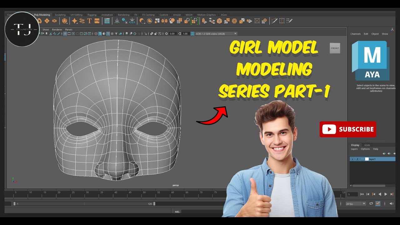 Beginner's Guide to 3D Modeling in Maya: Part 1 - Girl Modeling Tutorial#3d #blender #gaming #viral