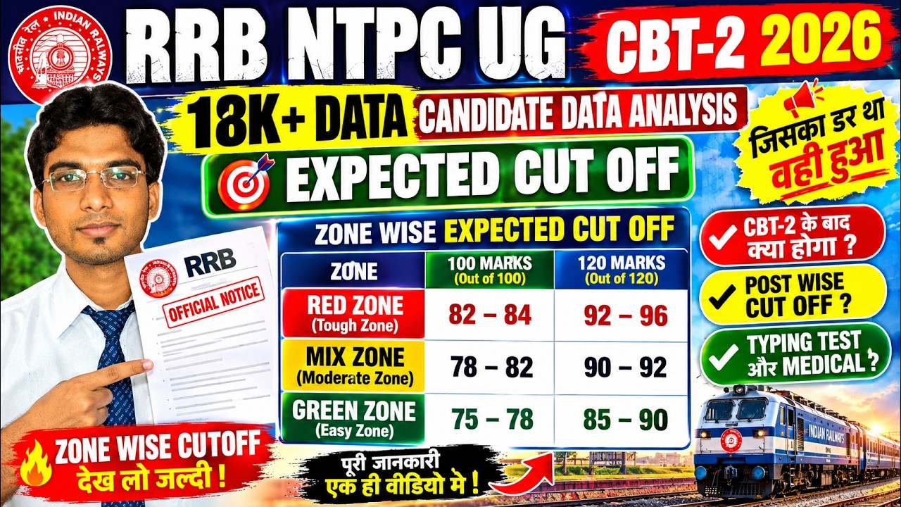 RRB NTPC UG CBT-2 2026🚨 18K+ DATA से खुलासा | EXPECTED CUT OFF | ZONE WISE CUT OFF #rrb #rrbntpc