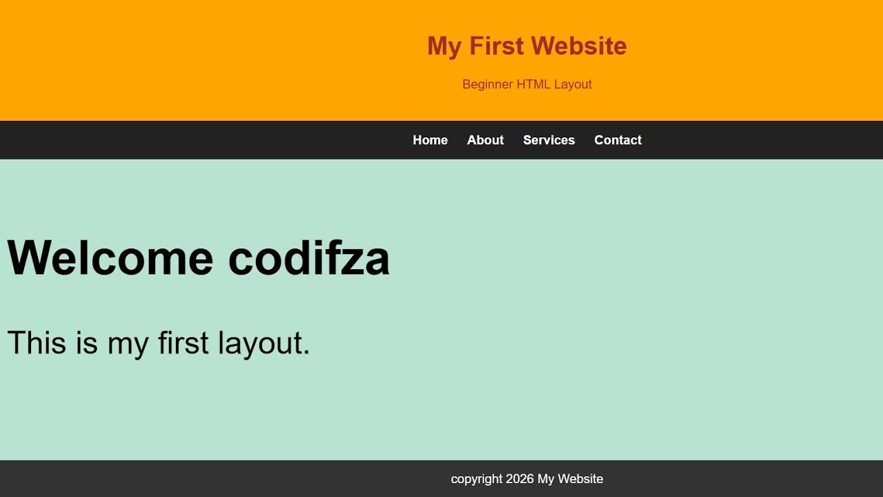 Simple Website Layout in HTML CSS | mix Color Design for Beginners