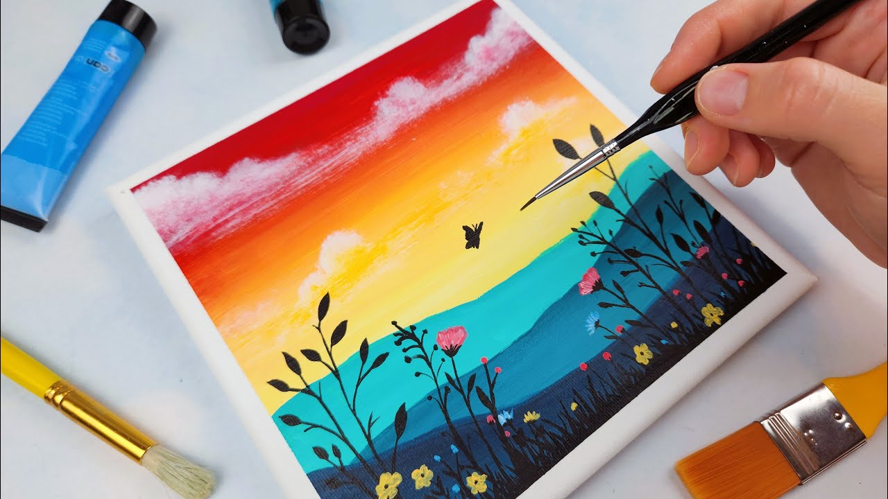 Butterfly Garden | Beautiful Acrylic Painting for Beginners | Step by Step #82