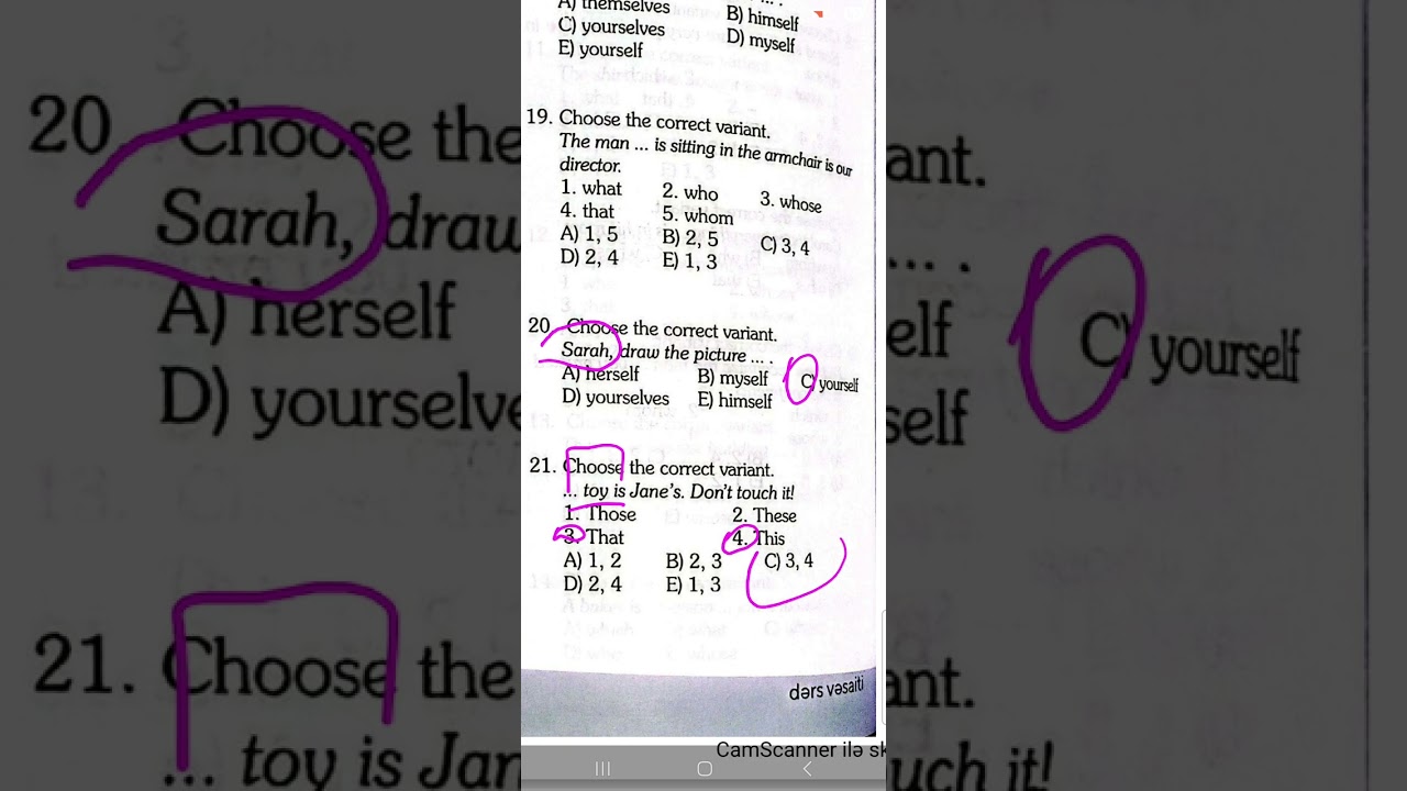 Mixed pronouns Güvən 9.sinif test izahı