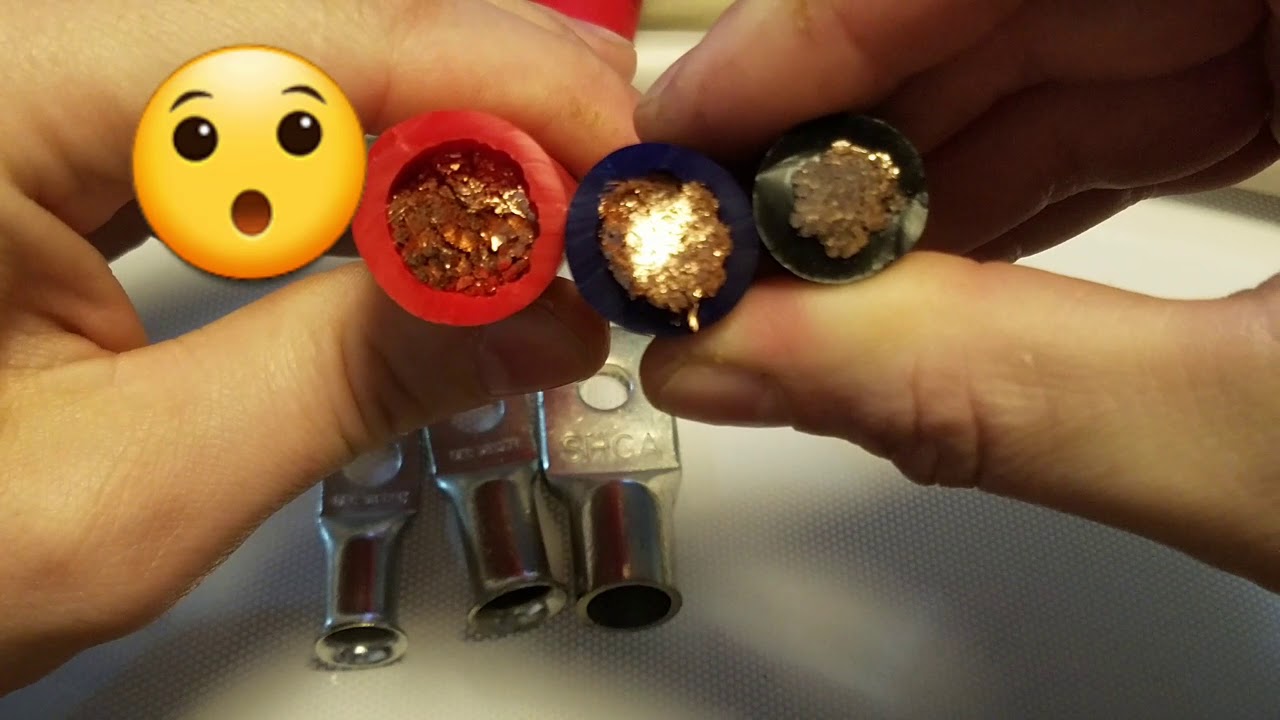 Size comparisons 1/0, 2/0, 4/0 Sky High Car Audio wire, Certified Basshead D4S, Knukonceptz, + lugs.